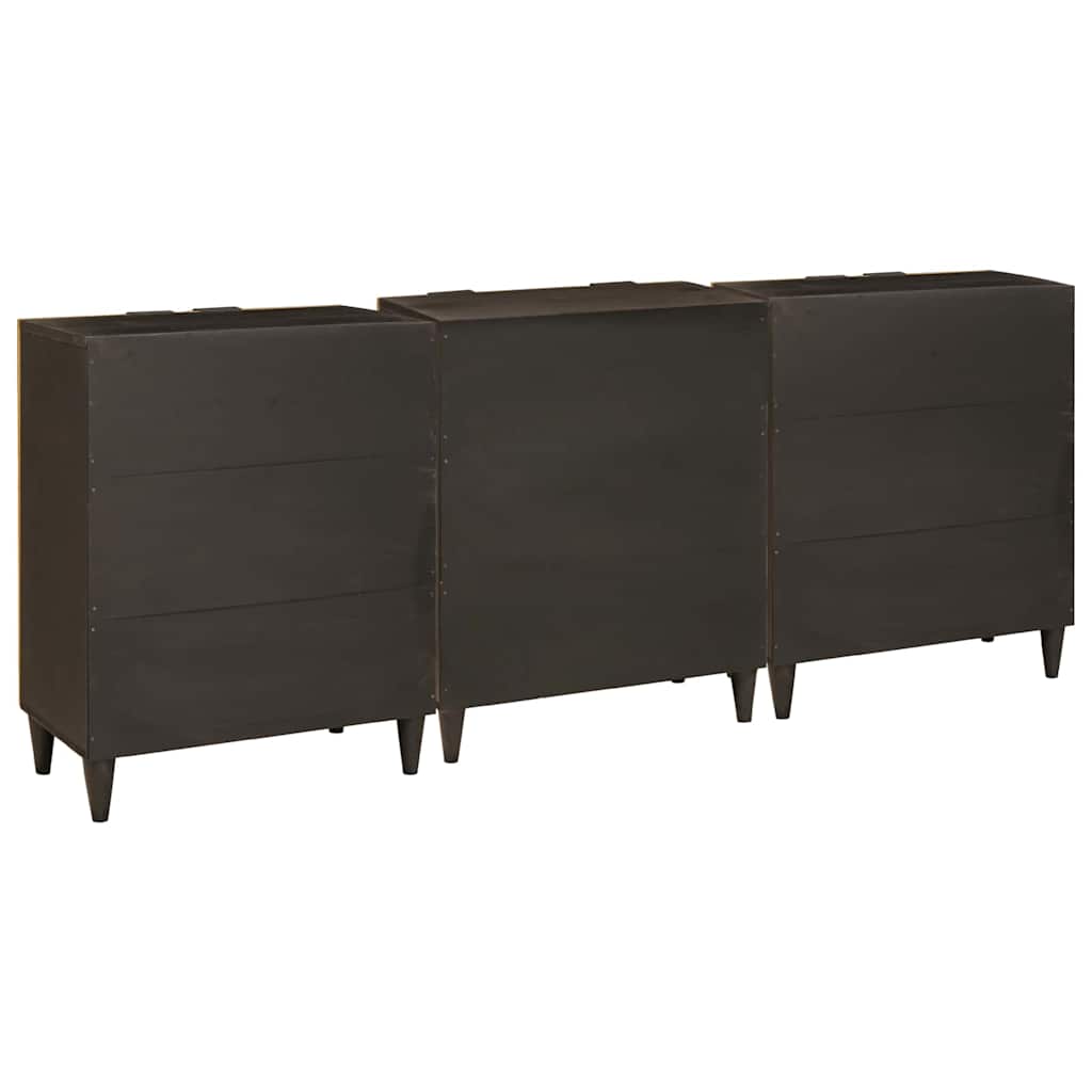 Credenza 3 pcs Nero e Oro 60 x 33 x 75 cm 3310023