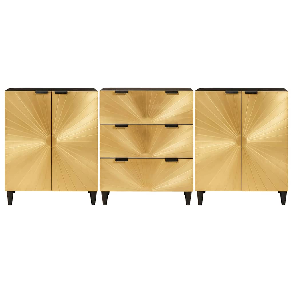 vidaXL Credenza 3 pcs Nero e Oro 60 x 33 x 75 cm