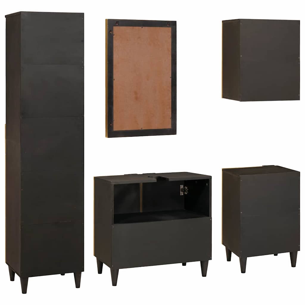 vidaXL Set di mobili per il bagno 5 pcs Nero e Oro 38 x 33 x 160 cm