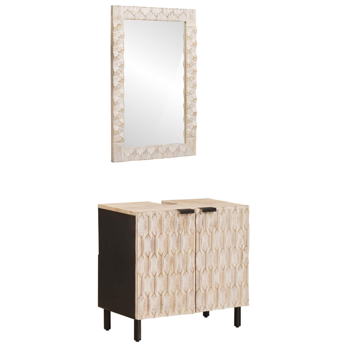 Set da Bagno Finitura Bianco Lavato Legno di mango massello 3310030