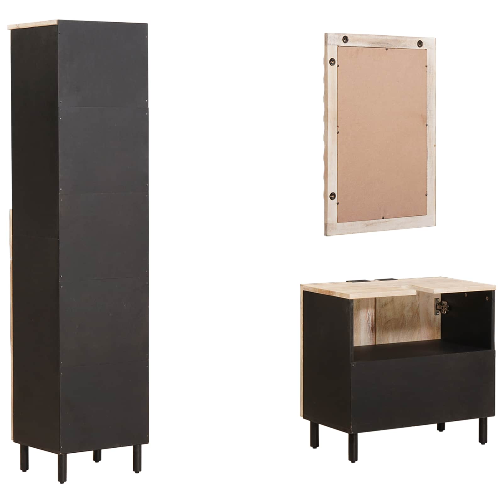 Set da Bagno Finitura Bianco Lavato Legno di mango massello 3310031