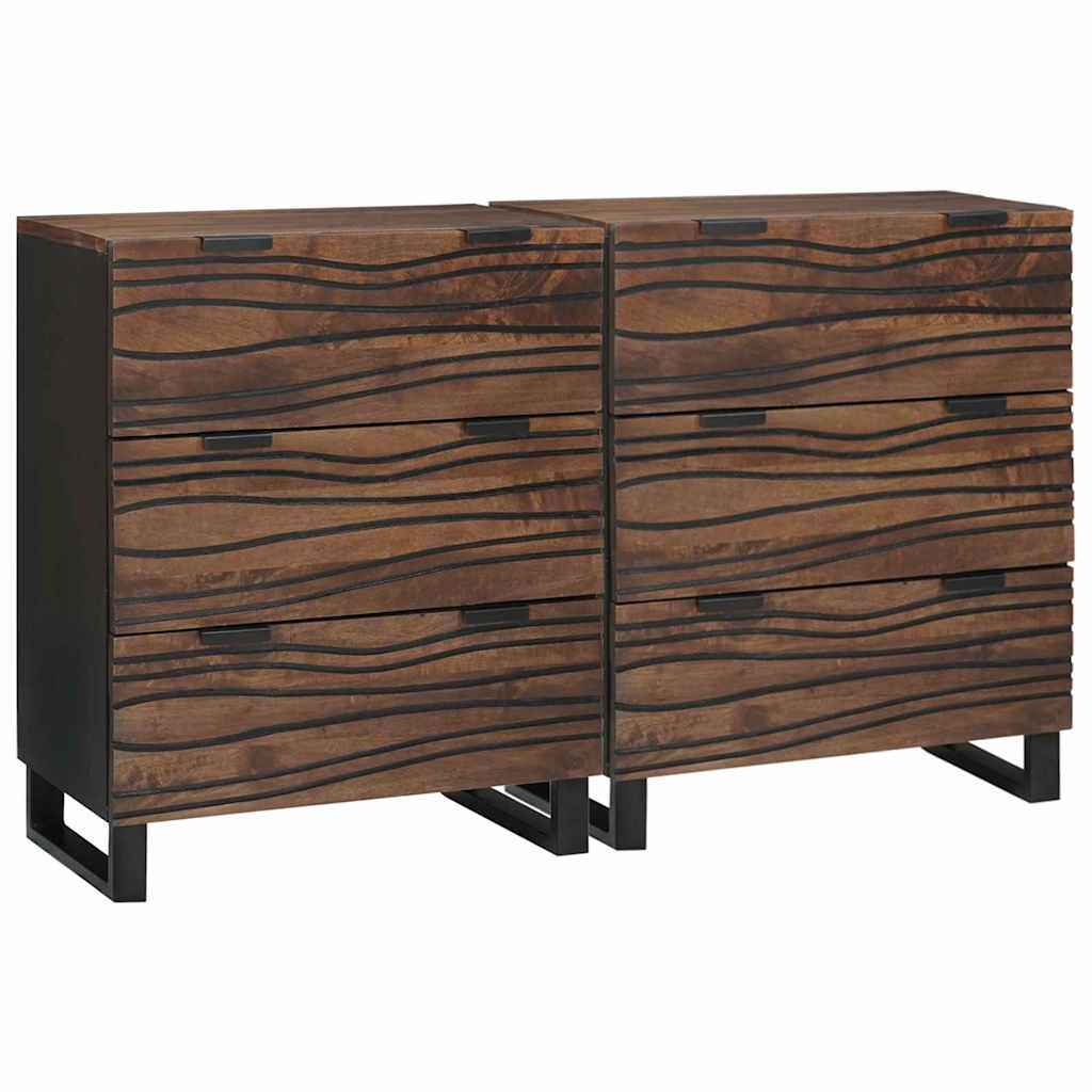 vidaXL Sideboards con cassetto 2 pcs Marrone 60 x 33.5 x 75 cm