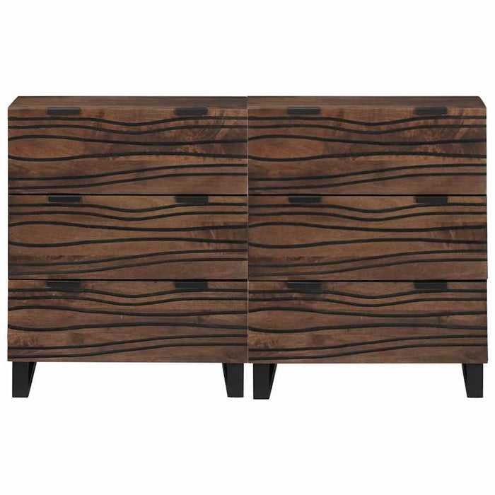 vidaXL Sideboards con cassetto 2 pcs Marrone 60 x 33.5 x 75 cm