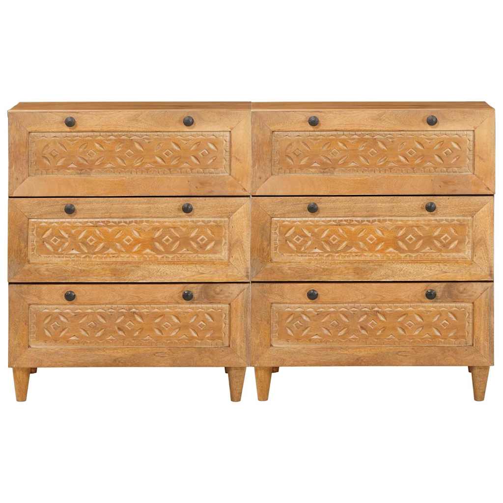 Credenza 2 pcs Marrone 60 x 33 x 75 cm legno massello di mango 3310064