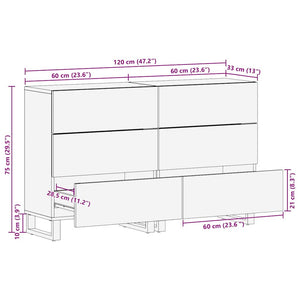 vidaXL Credenza 2 pcs Marrone 60 x 33 x 75 cm legno massello di mango