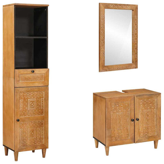 vidaXL Set di mobili per il bagno 3 pcs Marrone 38 x 33 x 160 cm