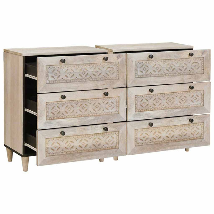 vidaXL Credenza 2 pcs Bianco 60 x 33 x 75 cm legno massello di mango