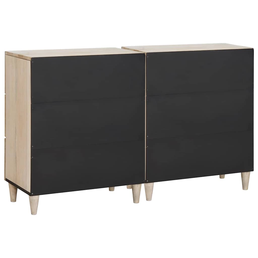 vidaXL Credenza 2 pcs Bianco 60 x 33 x 75 cm legno massello di mango