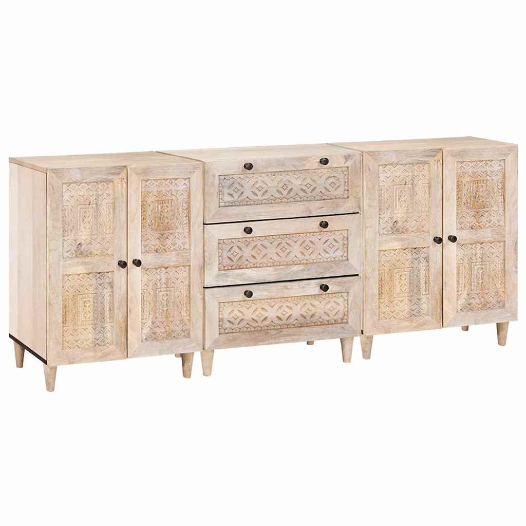 Credenza 3 pcs Bianco 60 x 33 x 75 cm legno massello di mango 3310071