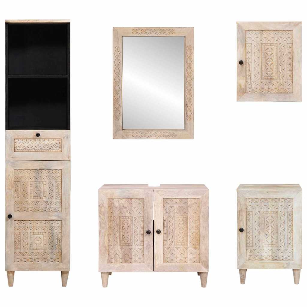 Set di mobili per il bagno 5 pcs Bianco 38 x 33 x 160 cm 3310075