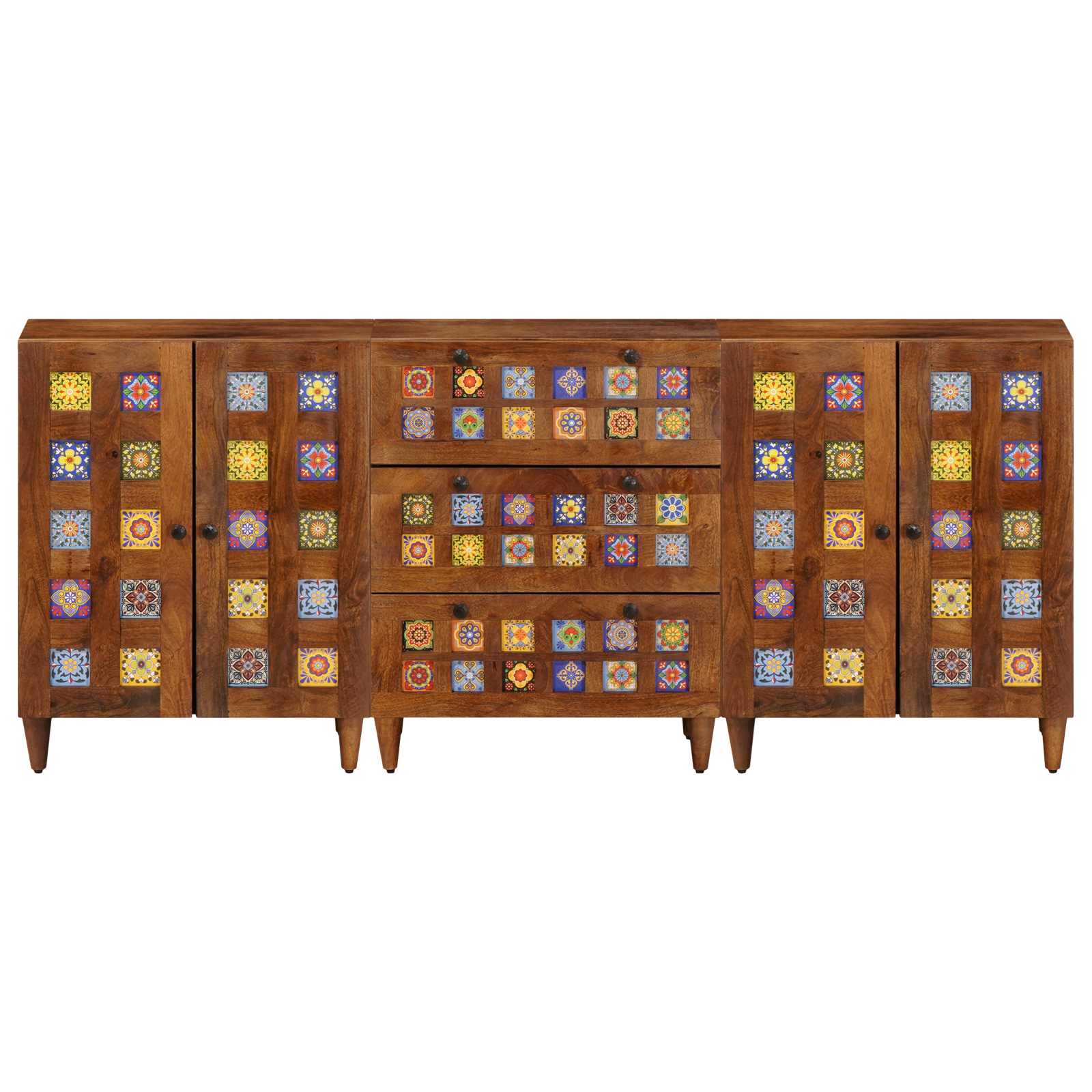 Credenza 3 pcs Noce Legno di mango massello 3310089