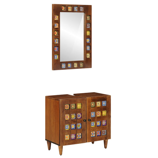 Set di mobili per il bagno 2 pcs Noce Legno di mango massello 3310090