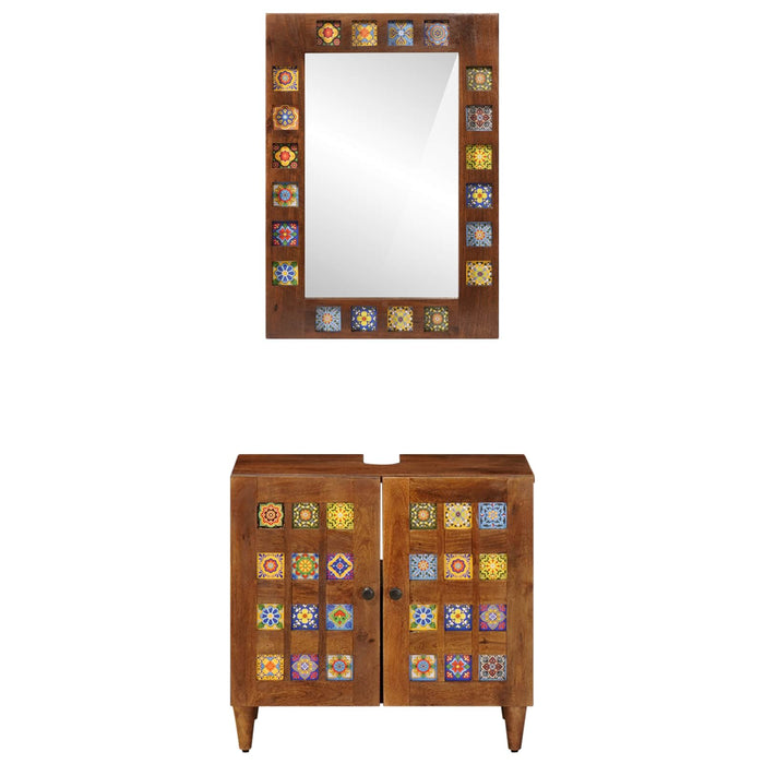 Set di mobili per il bagno 2 pcs Noce Legno di mango massello 3310090