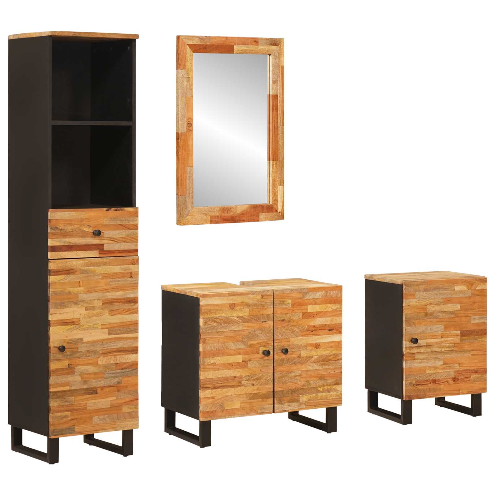 Set da Bagno con cassetto Naturale Legno di mango massello 3310104