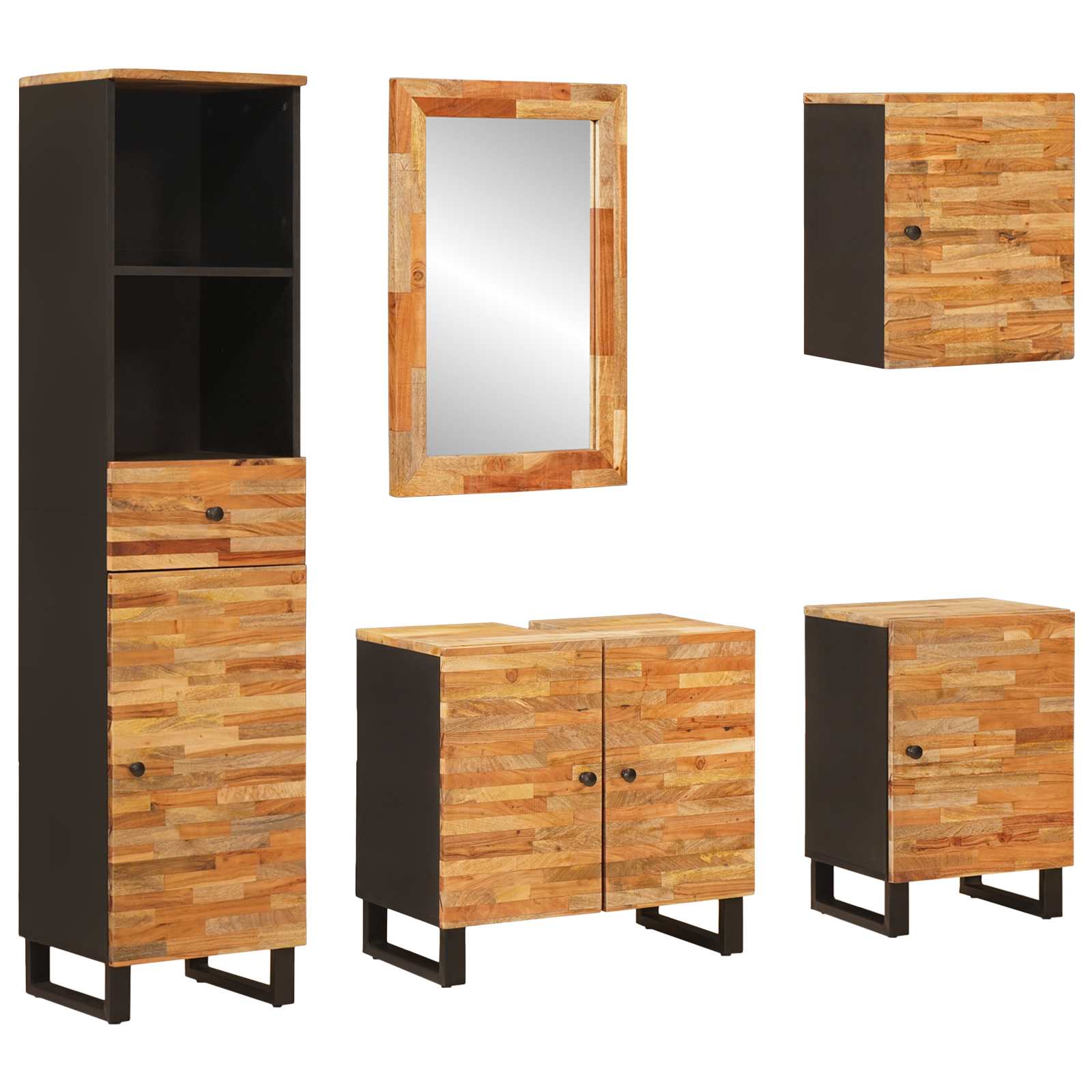 Set da Bagno con cassetto Naturale Legno di mango massello 3310105