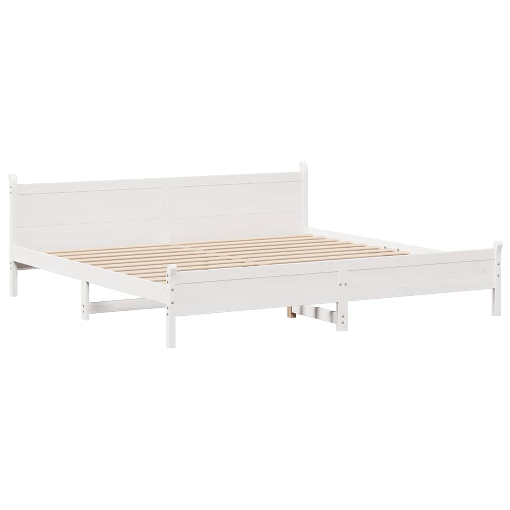 Giroletto senza Materasso-Struttura Letto Bianco 200x200 cm Legno Massello Pino 734763