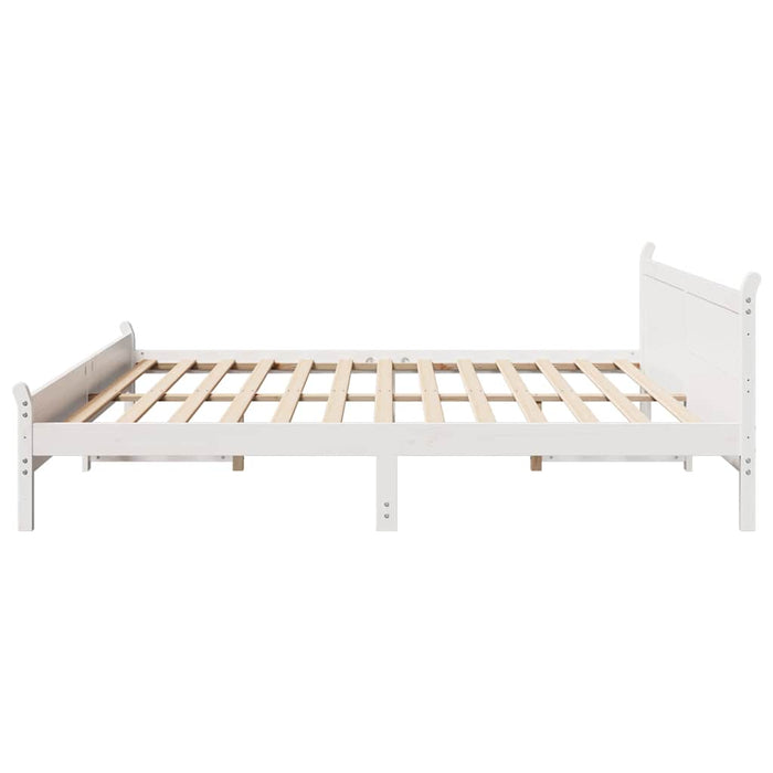 Giroletto senza Materasso-Struttura Letto Bianco 200x200 cm Legno Massello Pino 734763