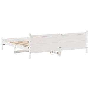 Giroletto senza Materasso-Struttura Letto Bianco 200x200 cm Legno Massello Pino 734763