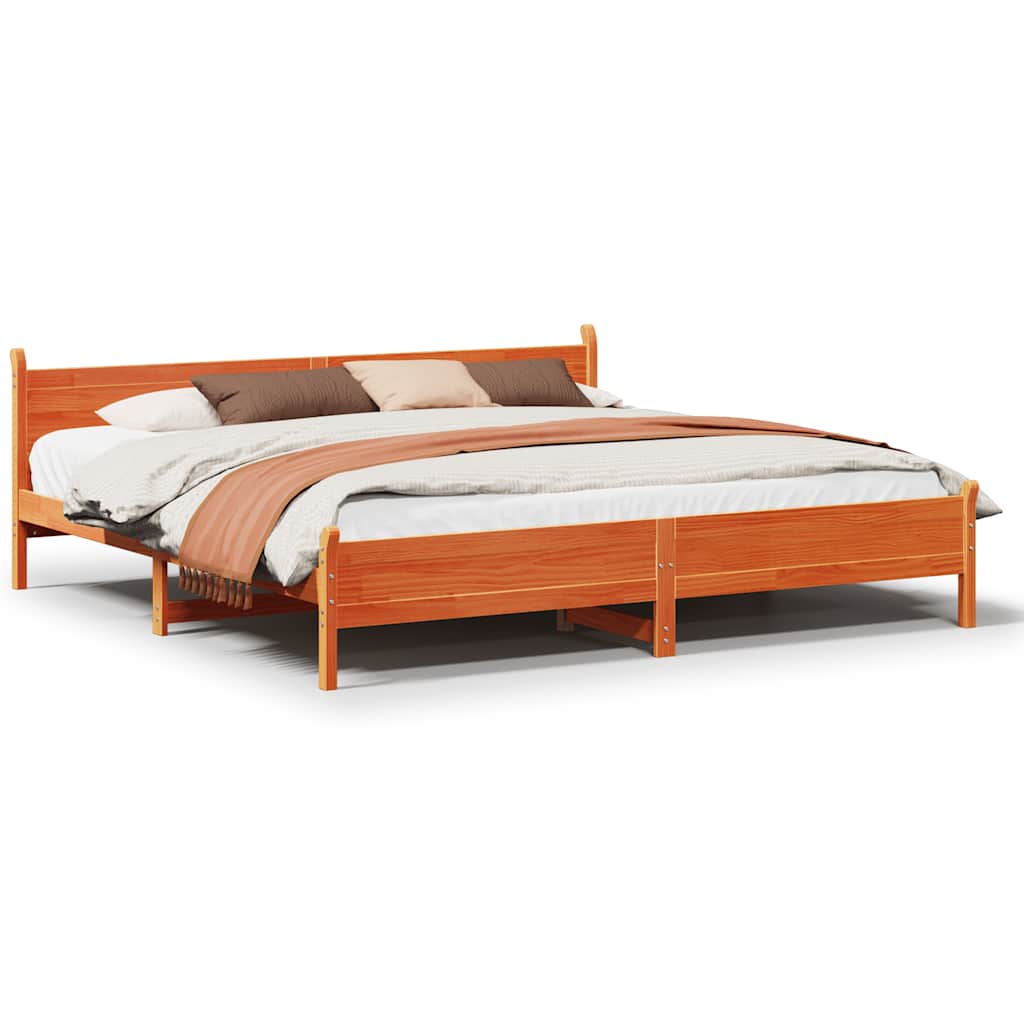 Letto senza Materasso Marrone Cera 200x200 cm in Legno di Pino 3309724