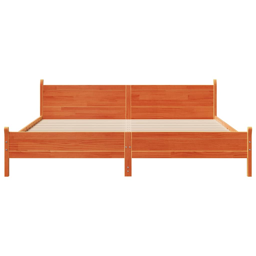 Letto senza Materasso Marrone Cera 200x200 cm in Legno di Pino 3309724