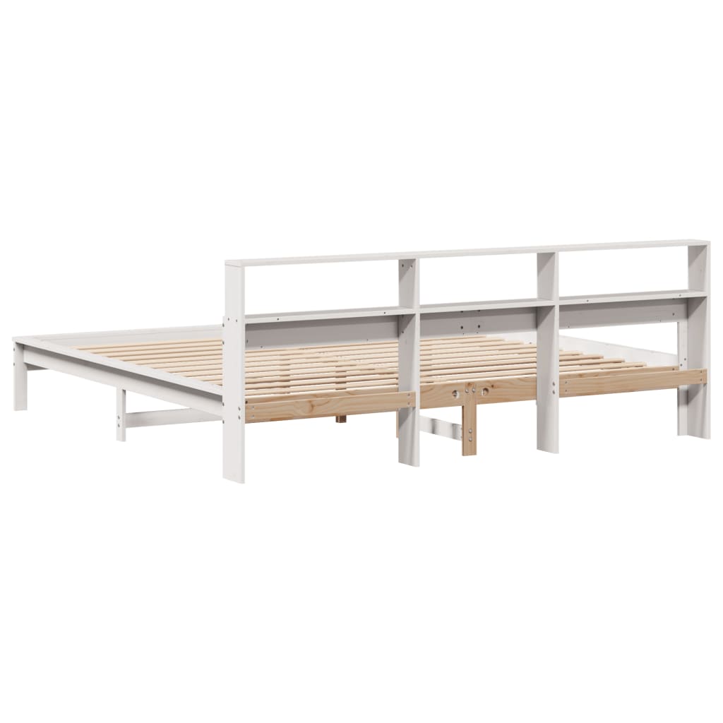 Giroletto senza Materasso-Struttura Letto Bianco 200x200 cm Legno Massello Pino 155862