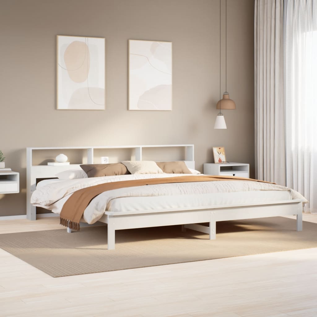 Giroletto senza Materasso-Struttura Letto Bianco 200x200 cm Legno Massello Pino 155862