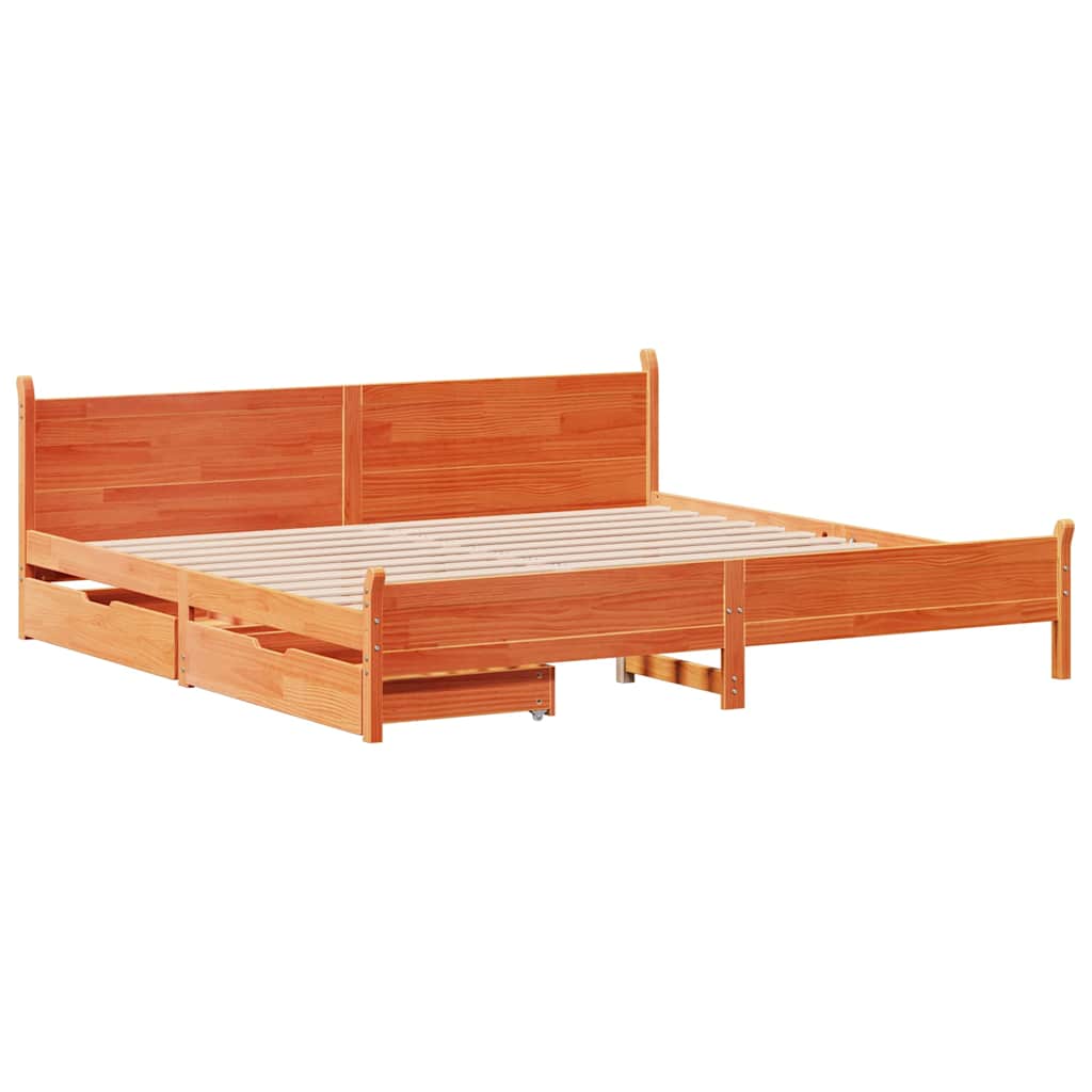 vidaXL Letto senza Materasso Marrone Cera 180x200 cm in Legno di Pino