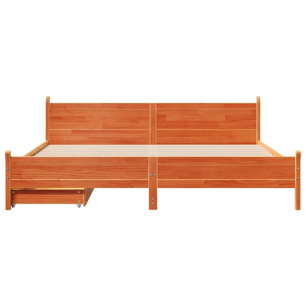 Letto senza Materasso Marrone Cera 180x200 cm in Legno di Pino 3309763