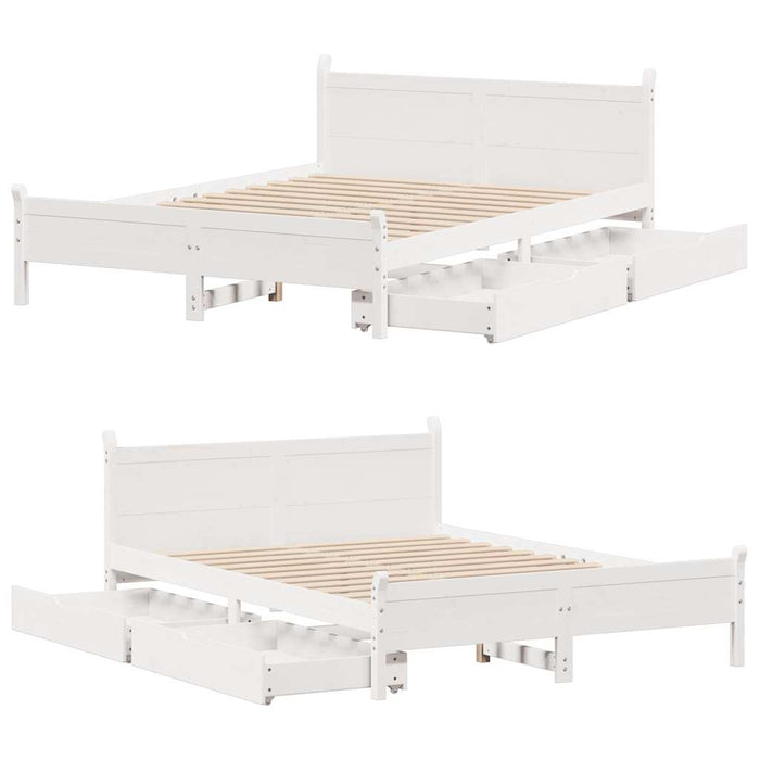 Letto senza Materasso Bianco 150x200 cm Legno Massello di Pino 3309768