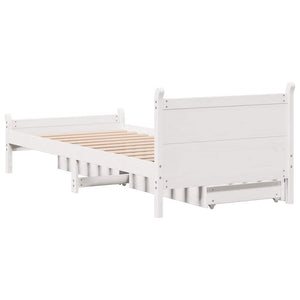 Giroletto senza Materasso Bianco 100x200 cm Legno Massello Pino 3309777