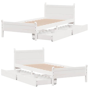 vidaXL Letto senza Materasso Bianco 90x200 cm Legno Massello di Pino