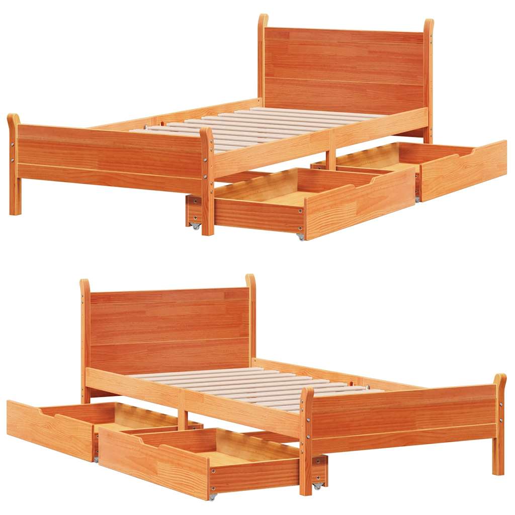 vidaXL Letto senza Materasso Marrone Cera 90x200 cm Legno di Pino