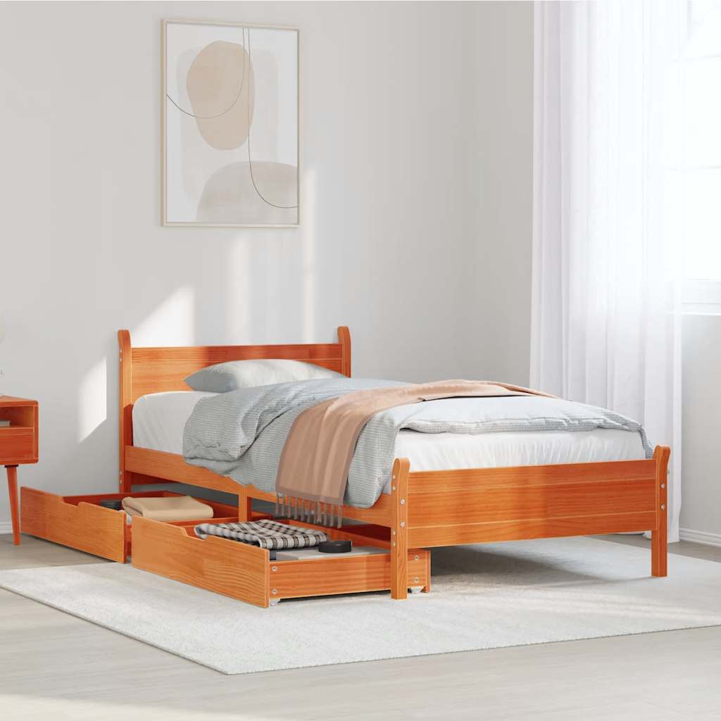 vidaXL Letto senza Materasso Marrone Cera 90x200 cm Legno di Pino