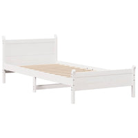 Letto senza Materasso Bianco 90x190 cm in Legno Massello Pino 3309792
