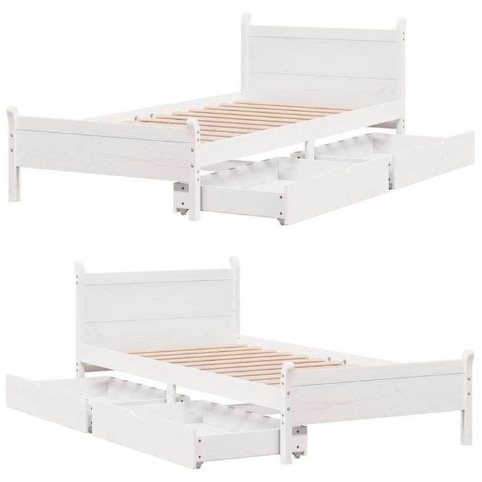 Letto senza Materasso Bianco 90x190 cm in Legno Massello Pino 3309792