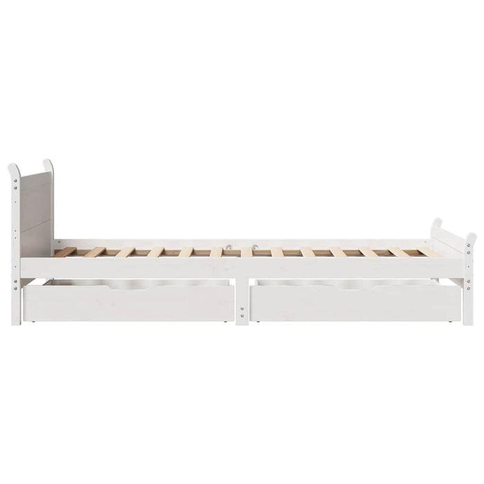 Letto senza Materasso Bianco 75x190 in Legno Massello di Pino 3309795