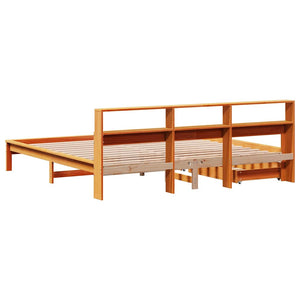 Letto Libreria senza Materasso Marrone Cera 200x200 cm in Pino