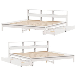 Giroletto con Libreria senza Materasso-Struttura Letto con contenitore 180x200 cm in Legno Pino 455072