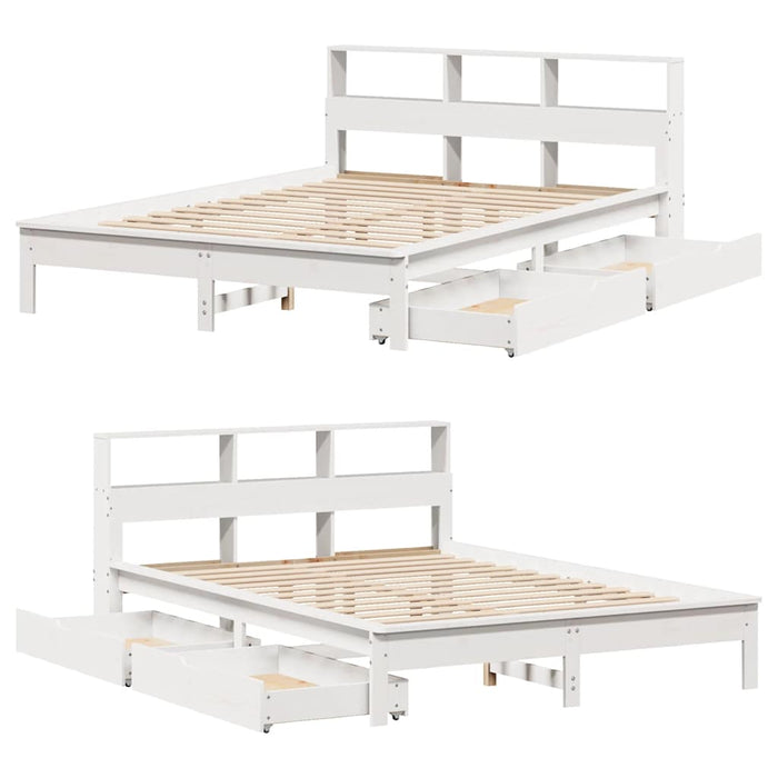 vidaXL Letto Libreria senza Materasso Bianco 160x200 cm Legno di Pino