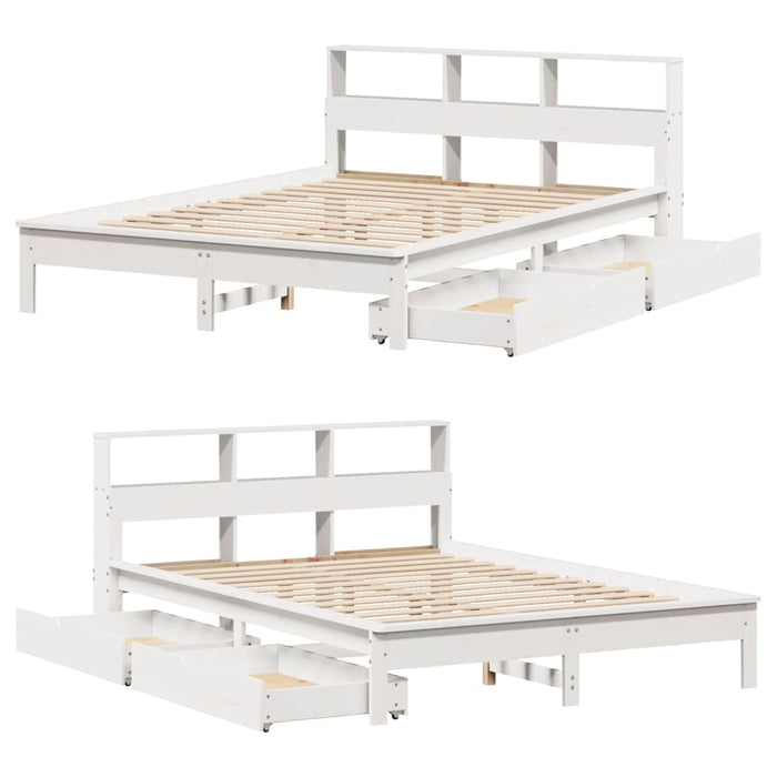vidaXL Letto Libreria senza Materasso Bianco 140x200 cm Legno di Pino