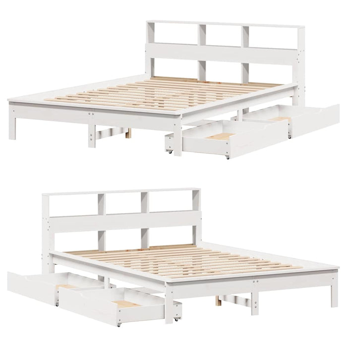 vidaXL Letto Libreria senza Materasso Bianco 120x200 cm Legno di Pino