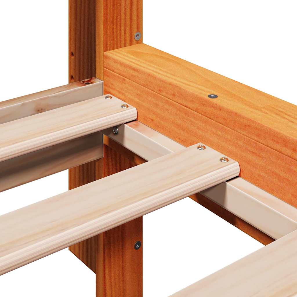 Letto Libreria senza Materasso Marrone Cera 120x200 cm in Pino 3309814