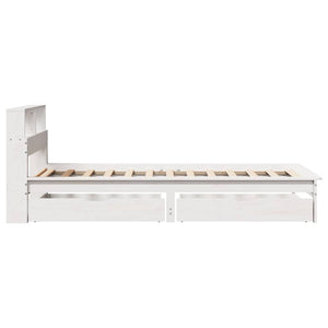 Letto Libreria senza Materasso-Struttura Letto con contenitore Bianco 100x200 cm Legno di Pino 175770
