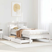 Letto Libreria senza Materasso-Struttura Letto con contenitore Bianco 100x200 cm Legno di Pino 175770