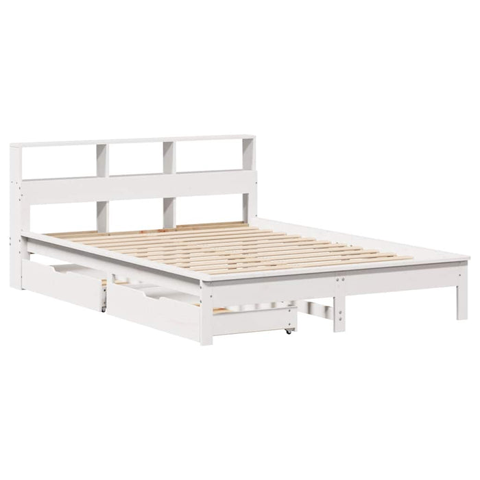 vidaXL Letto Libreria senza Materasso Bianco 135x190 cm Legno di Pino