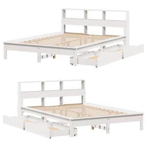 vidaXL Letto Libreria senza Materasso Bianco 135x190 cm Legno di Pino