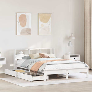 vidaXL Letto Libreria senza Materasso Bianco 135x190 cm Legno di Pino