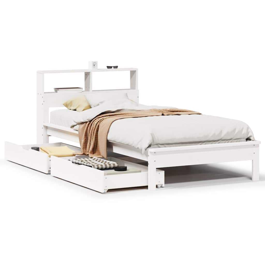 vidaXL Letto Libreria senza Materasso Bianco 90x190 cm Massello Pino