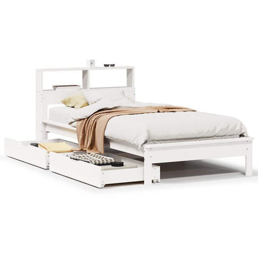 vidaXL Letto Libreria senza Materasso Bianco 90x190 cm Massello Pino