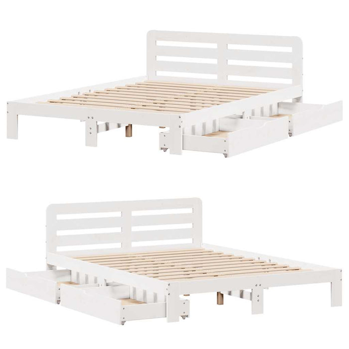 vidaXL Letto senza Materasso Bianco 120x190 cm Legno Massello di Pino